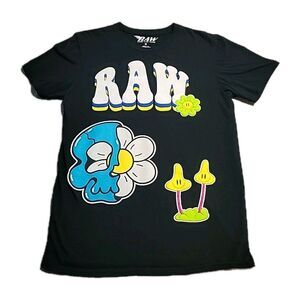 Rawyalty‎ Smiley Drift Puff Print Crew Neck Men's Shirt Size Medium Mushroom RAW